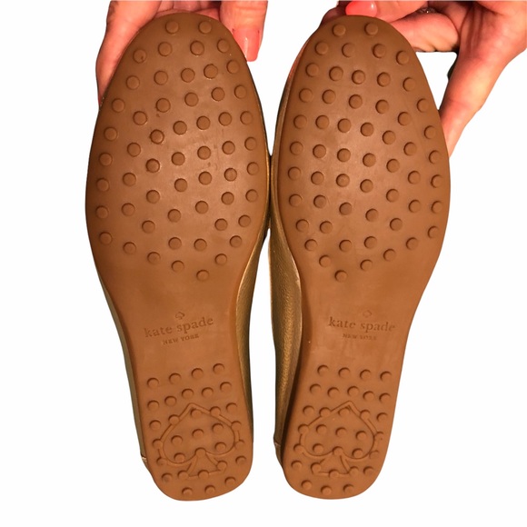 COPY - Kate ♠️ Spade NEW YORK Bergman Gold Leather Loafers Spade Detail authent… - Picture 13 of 15